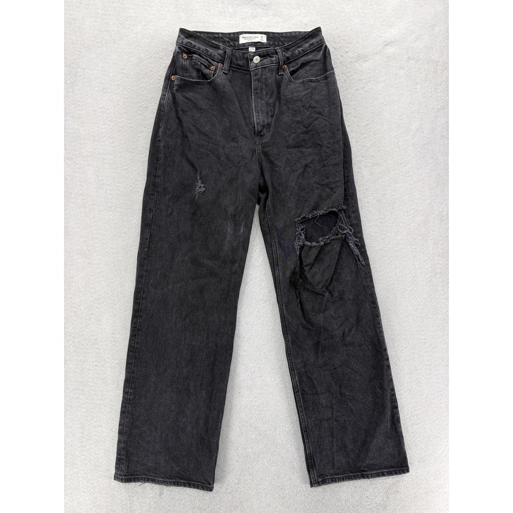 Abercrombie & Fitch The 90s Relaxed Jeans Womens 4/27 Short High Rise Distressed